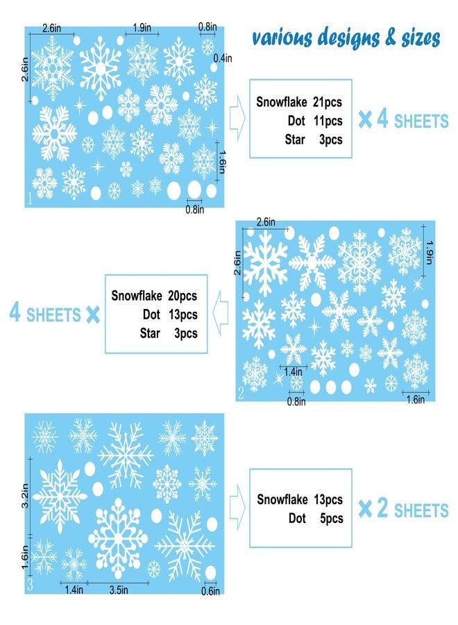 PPRAFDD 320 Pcs 10 Sheets Christmas Window Clings, Christmas Window Stickers, White Snowflake Window Decals, Double-Sided Reusable Winter Window Decoration Stickers for Holiday, Party Supplies - Image 3